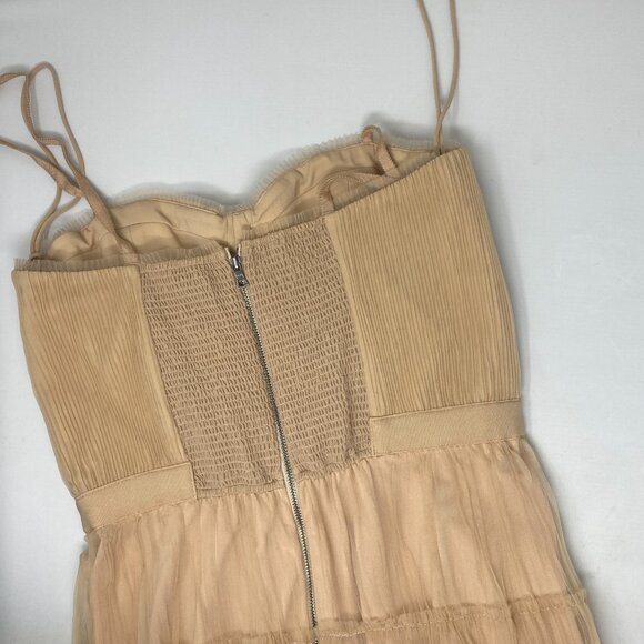 Alice + Olivia Deena Pleated Almond Maxi Dress With Hot Pant 10 NWT $660 - Picture 12 of 14